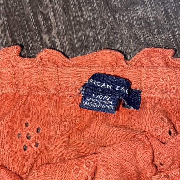 American Eagle Bubble Sleeve Eyelet Crop Top - Picture 2 of 5
